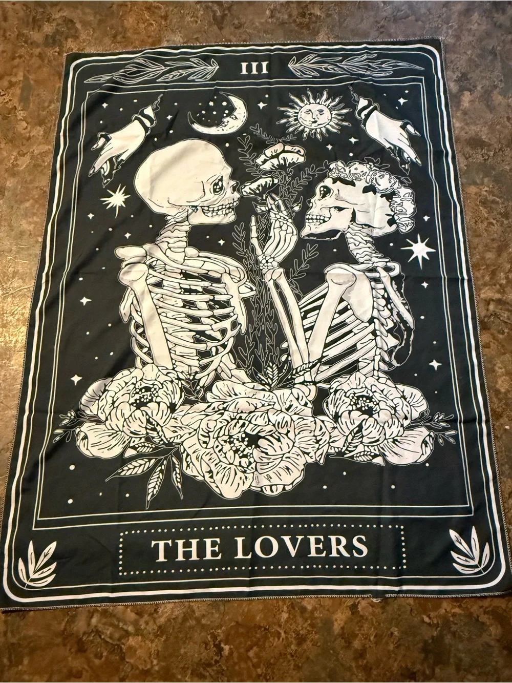 The Lovers Black and White Wall Tapestry - Tarot-Inspired Home Decor Gothic